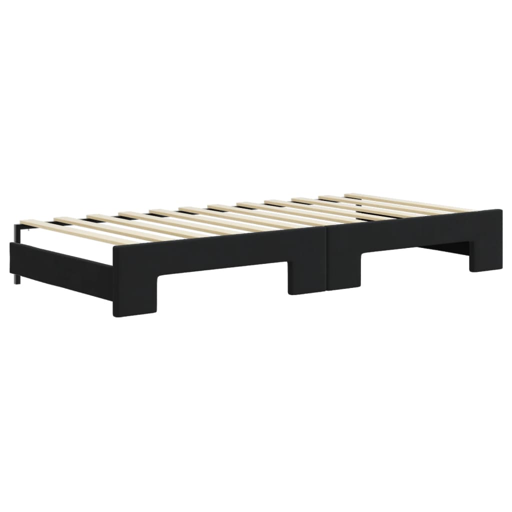 Slaapbank met onderschuifbed 90x200 cm fluweel zwart 90 x 200 cm Zwart met onderschuifbed