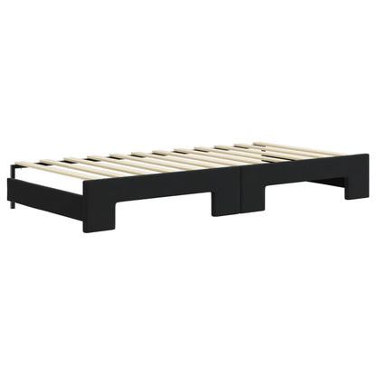 Slaapbank met onderschuifbed 90x200 cm fluweel zwart 90 x 200 cm Zwart met onderschuifbed