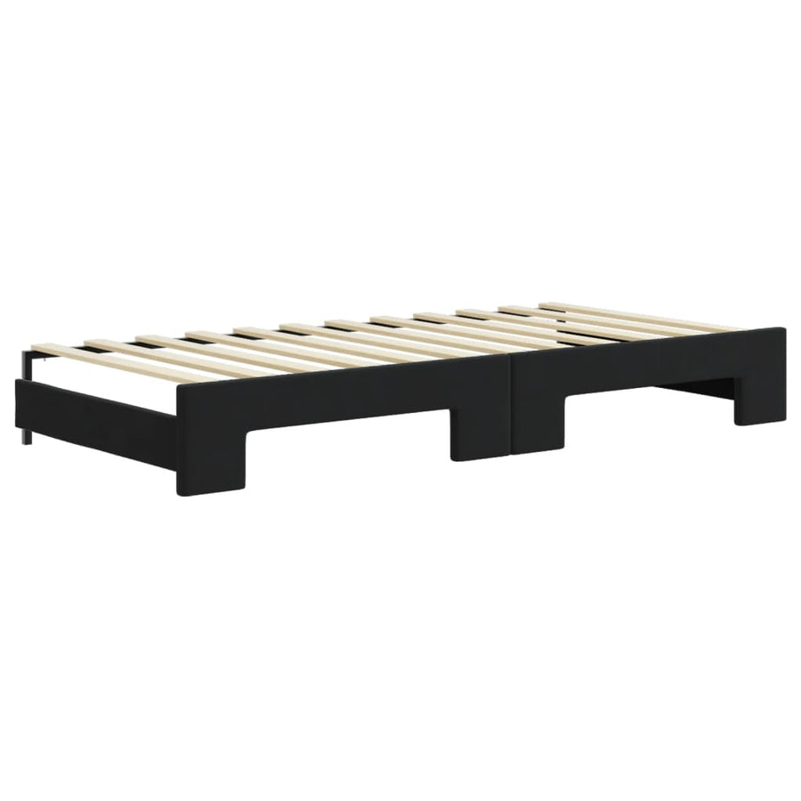 Slaapbank met onderschuifbed 90x200 cm fluweel zwart 90 x 200 cm Zwart met onderschuifbed