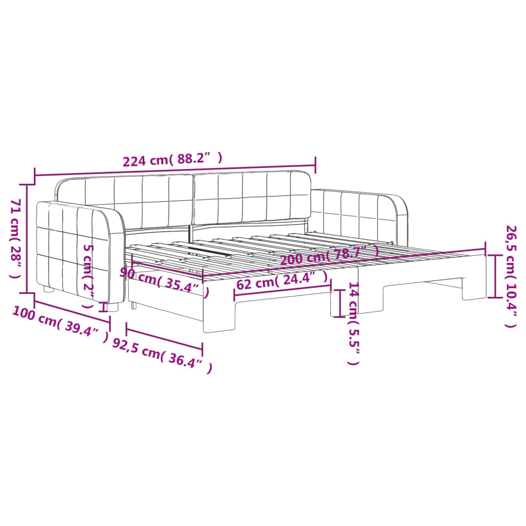 Slaapbank met onderschuifbed 90x200 cm fluweel zwart 90 x 200 cm Zwart met onderschuifbed