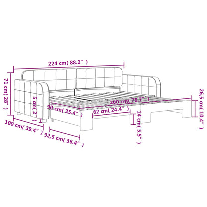 Slaapbank met onderschuifbed 90x200 cm fluweel zwart 90 x 200 cm Zwart met onderschuifbed