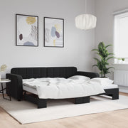 Slaapbank met onderschuifbed 90x200 cm zwart fluweel