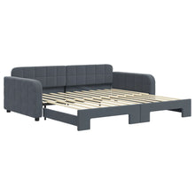 Slaapbank met onderschuifbed 100x200 cm fluweel donkergrijs