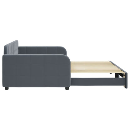 Slaapbank met onderschuifbed 100x200 cm fluweel donkergrijs