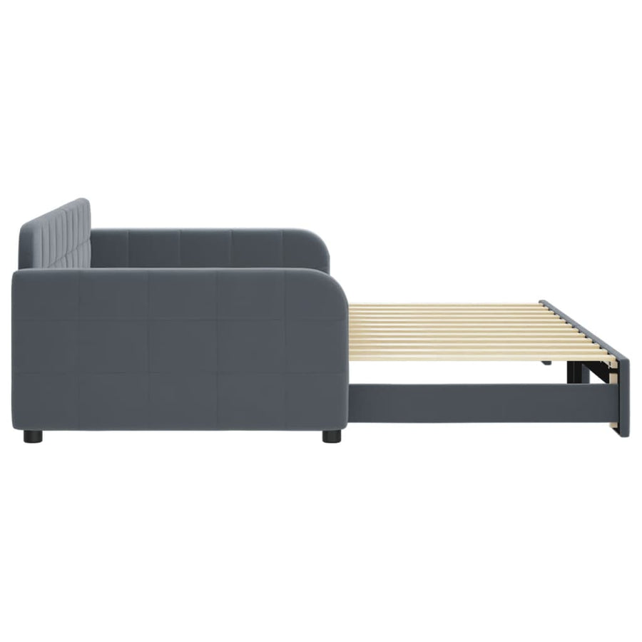 Slaapbank met onderschuifbed 100x200 cm fluweel donkergrijs