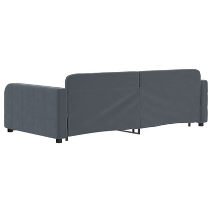 Slaapbank met onderschuifbed 100x200 cm fluweel donkergrijs