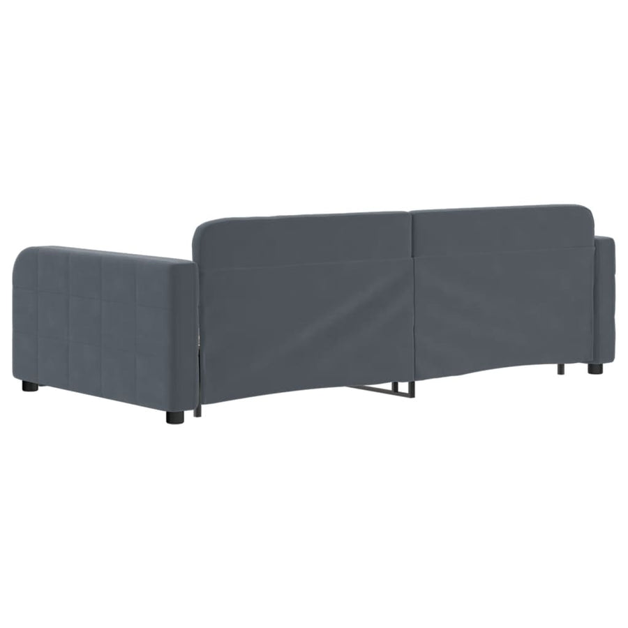 Slaapbank met onderschuifbed 100x200 cm fluweel donkergrijs