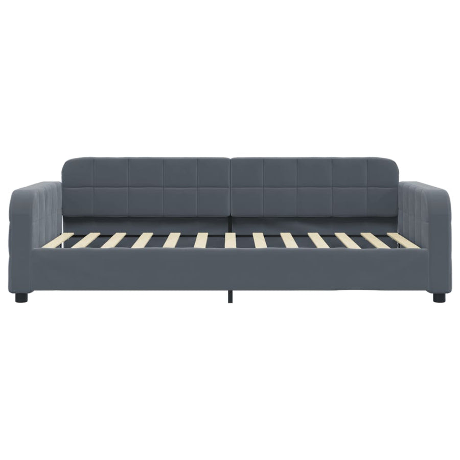 Slaapbank met onderschuifbed 100x200 cm fluweel donkergrijs