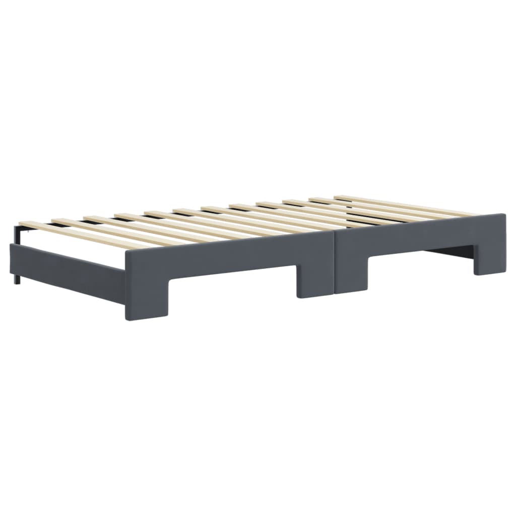 Slaapbank met onderschuifbed 100x200 cm fluweel donkergrijs
