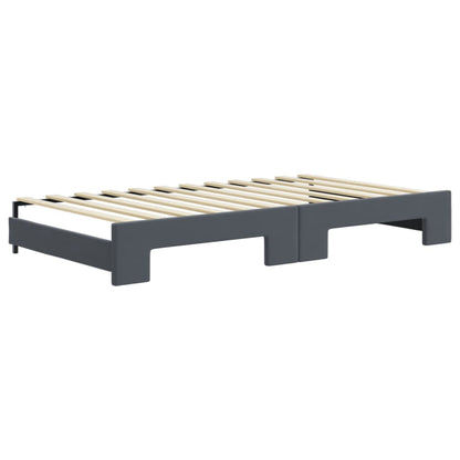 Slaapbank met onderschuifbed 100x200 cm fluweel donkergrijs