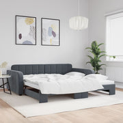 Slaapbank onderschuifbed 100x200 cm fluweel donkergrijs