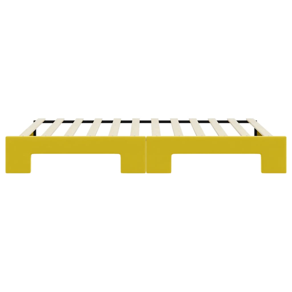 Slaapbank met onderschuifbed 100x200 cm fluweel geel 100 x 200 cm Geel met onderschuifbed