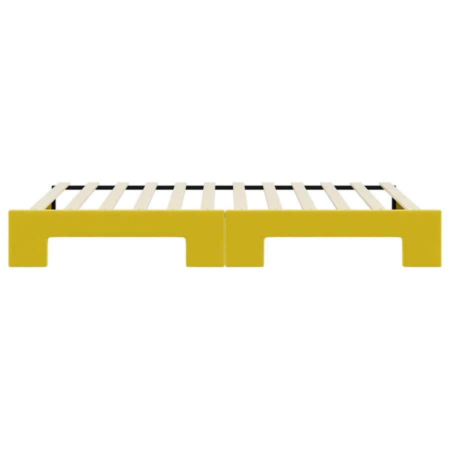 Slaapbank met onderschuifbed 100x200 cm fluweel geel