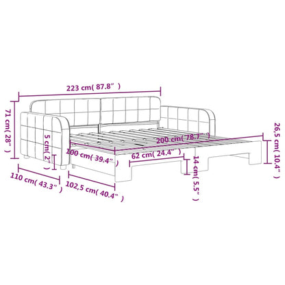 Slaapbank met onderschuifbed 100x200 cm fluweel geel 100 x 200 cm Geel met onderschuifbed