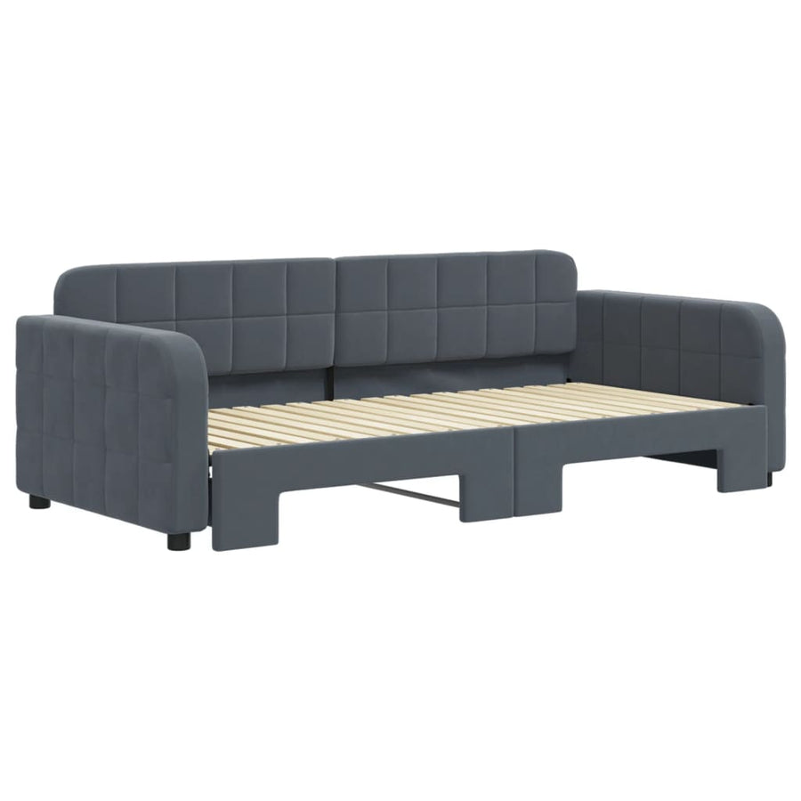 Slaapbank Fluweel Donkergrijs 90 x 190 cm met onderschuifbed