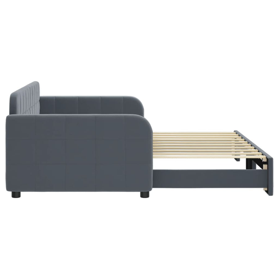 Slaapbank Fluweel Donkergrijs 90 x 190 cm met onderschuifbed