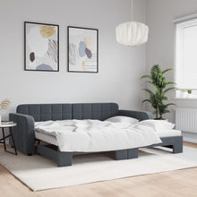 Slaapbank Fluweel Donkergrijs 90 x 190 cm met onderschuifbed