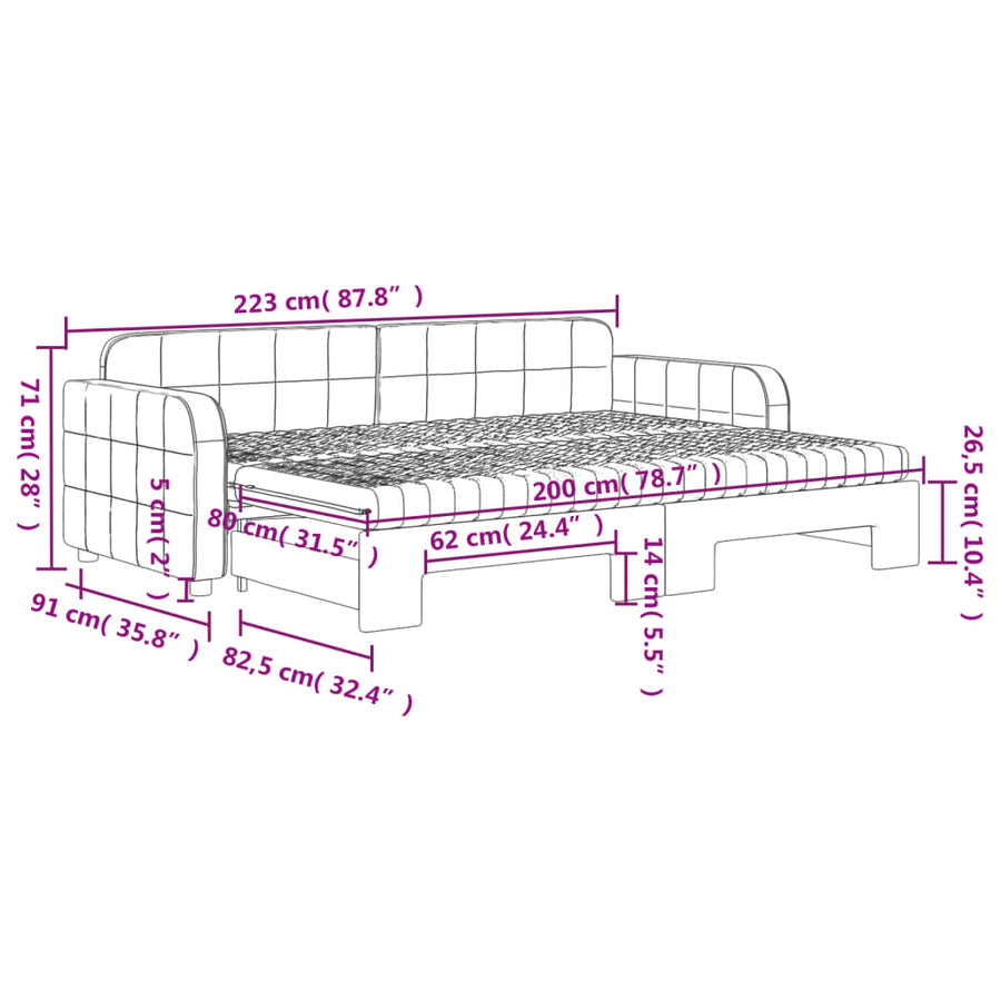 Slaapbank onderschuifbed en matrassen 80x200 cm fluweel blauw