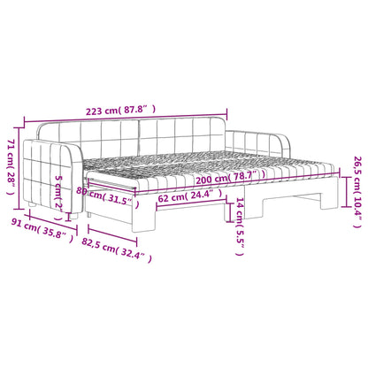 Slaapbank onderschuifbed matrassen 80x200cm fluweel donkergrijs