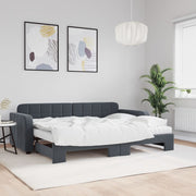 Slaapbank onderschuifbed 80x200 cm fluweel donkergrijs