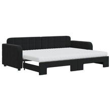 Slaapbank onderschuifbed en matrassen 80x200 cm fluweel zwart 80 x 200 cm Zwart met onderschuifbed en matras