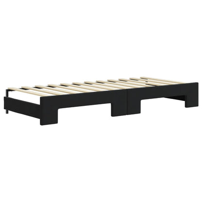 Slaapbank onderschuifbed en matrassen 80x200 cm fluweel zwart 80 x 200 cm Zwart met onderschuifbed en matras