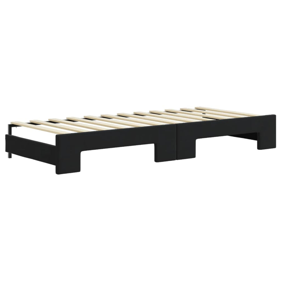 Slaapbank onderschuifbed en matrassen 80x200 cm fluweel zwart 80 x 200 cm Zwart met onderschuifbed en matras