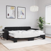 Slaapbank onderschuifbed met matrassen 80x200 cm zwart