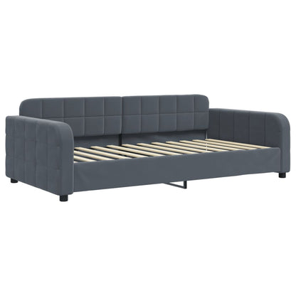 Slaapbank onderschuifbed matrassen 90x200cm fluweel donkergrijs