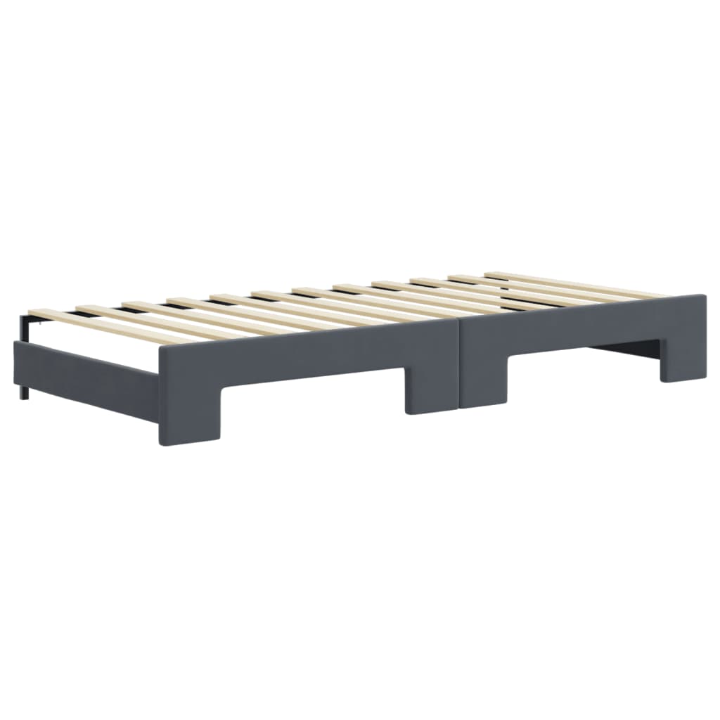 Slaapbank onderschuifbed matrassen 90x200cm fluweel donkergrijs