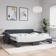 Slaapbank onderschuifbed met 2 matrassen 90x200cm fluweel donkergrijs