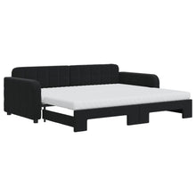 Slaapbank onderschuifbed en matrassen 90x200 cm fluweel zwart 90 x 200 cm Zwart