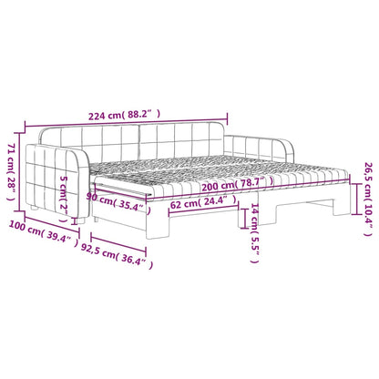 Slaapbank onderschuifbed en matrassen 90x200 cm fluweel zwart 90 x 200 cm Zwart