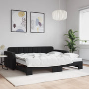 Slaapbank onderschuifbed 90x200 cm fluweel zwart