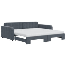 Slaapbank onderschuifbed matrassen 100x200cm fluweeldonkergrijs