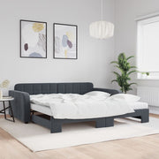 Sofa bed pull-out bed mattresses 100x200cm velvet dark grey