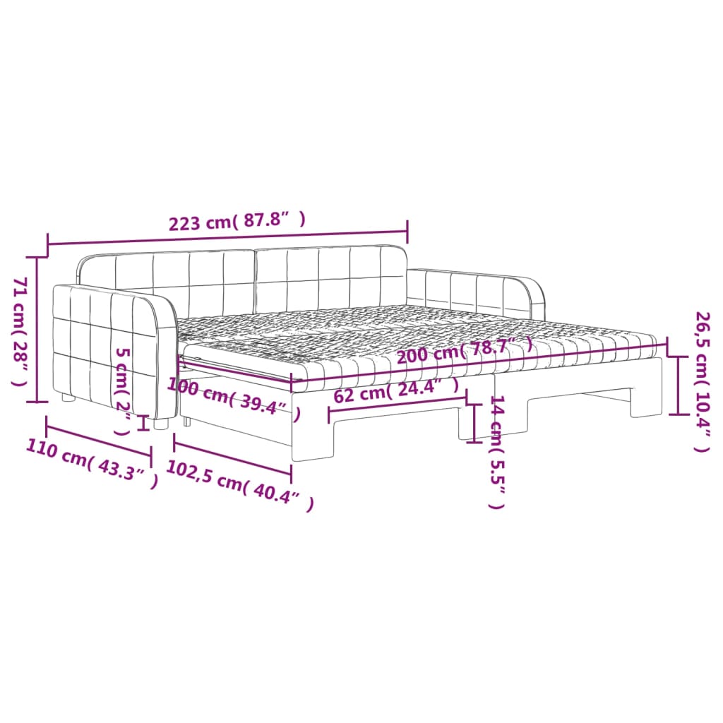 Slaapbank onderschuifbed en matrassen 100x200 cm fluweel geel 100 x 200 cm Geel met onderschuifbed en matras