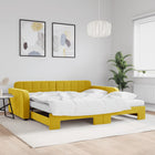 Slaapbank onderschuifbed 100x200 cm fluweel geel