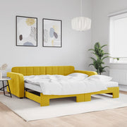 Sofa bed trundle bed and mattresses 100x200 cm velvet yellow