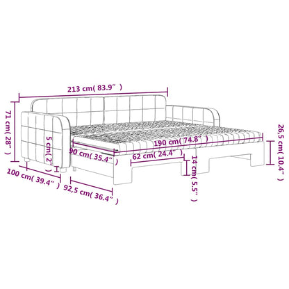 Slaapbank Onderschuifbed Matrassen 90X190Cm Fluweel 90 x 190 cm Donkergrijs