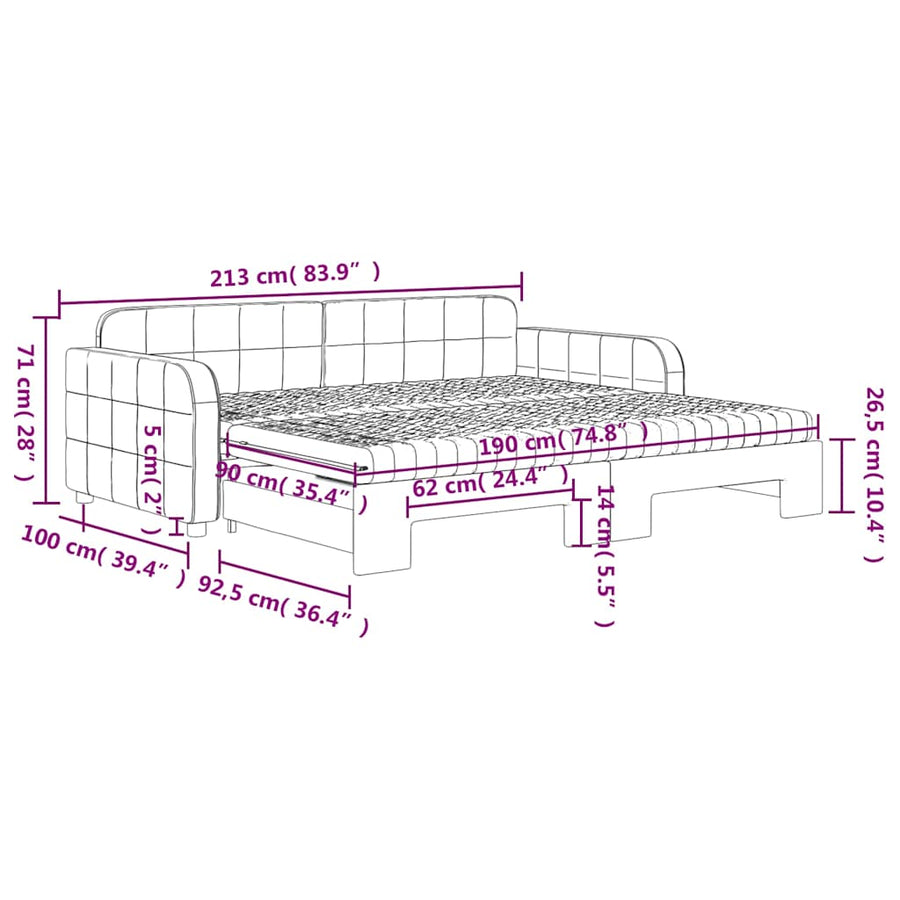 Slaapbank Onderschuifbed Matrassen 90X190Cm Fluweel 90 x 190 cm Donkergrijs