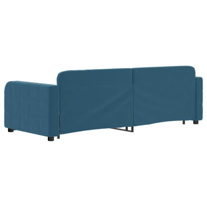 Slaapbank met onderschuifbed en lades 80x200 cm fluweel blauw