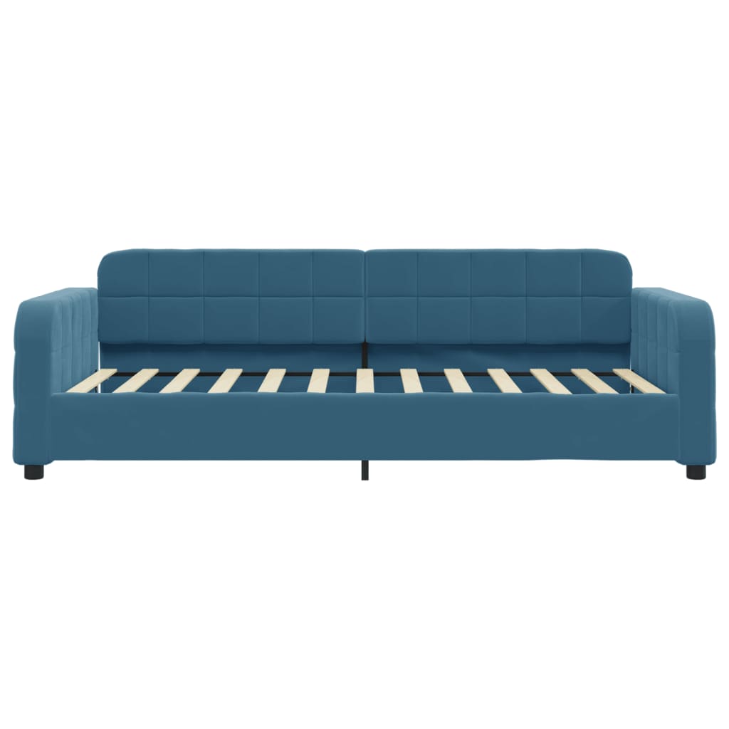 Slaapbank met onderschuifbed en lades 80x200 cm fluweel blauw