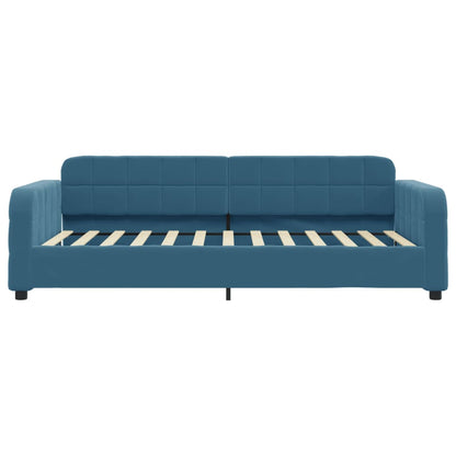 Slaapbank met onderschuifbed en lades 80x200 cm fluweel blauw