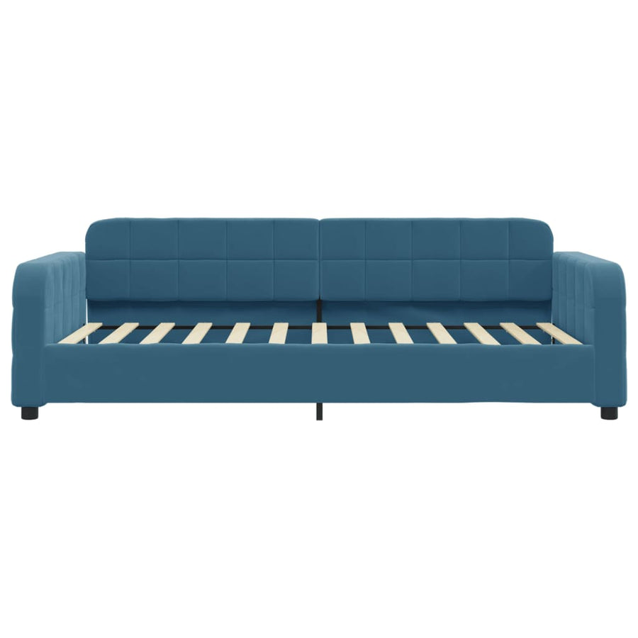 Slaapbank met onderschuifbed en lades 80x200 cm fluweel blauw