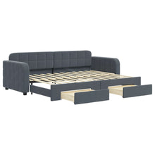 Slaapbank onderschuifbed en lades 80x200 cm fluweel donkergrijs