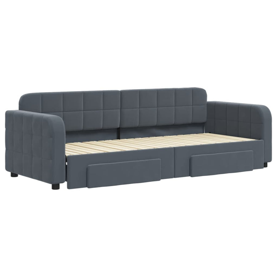 Slaapbank onderschuifbed en lades 80x200 cm fluweel donkergrijs
