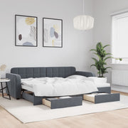 Slaapbank onderschuifbed lades 80x200 cm fluweel donkergrijs