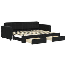 Slaapbank met onderschuifbed en lades 80x200 cm fluweel zwart 80 x 200 cm Zwart