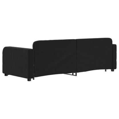 Slaapbank met onderschuifbed en lades 80x200 cm fluweel zwart 80 x 200 cm Zwart